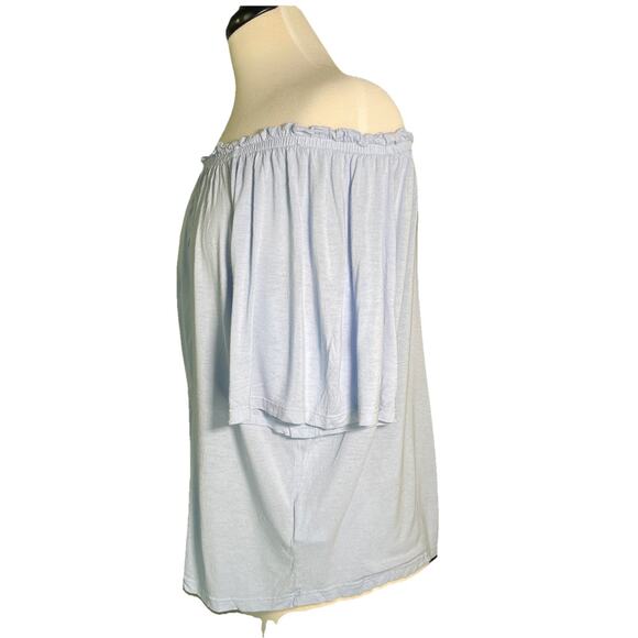 H&M Off - Shoulder Short Sleeve Blouse - Light Blue-Size XS - Picture 2 of 4